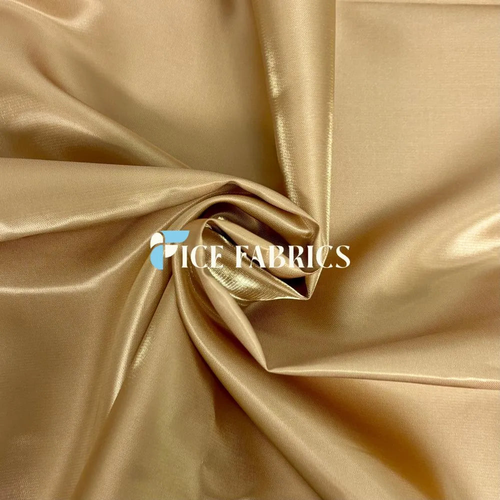Light Gold Reflective Liquid Crystal Silky Satin Fabric