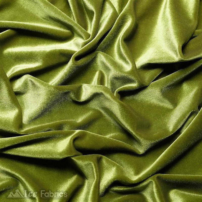 Ice Fabrics Stretch Velvet Fabric Soft and Smooth ICE FABRICS Light Olive Green