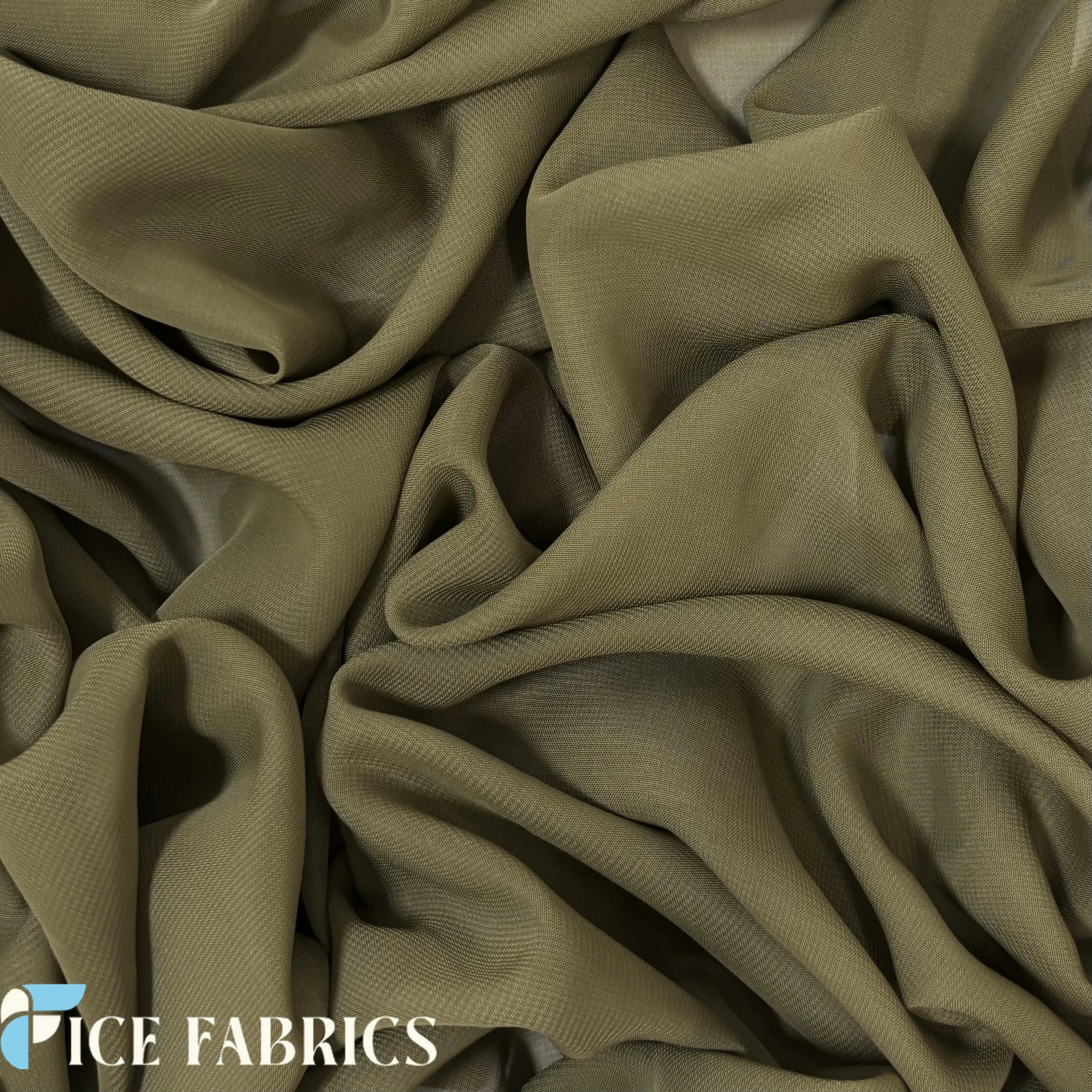 Light Olive Mia Chiffon Fabric / 60’’ Wide Soft chiffon Sheer Fabric