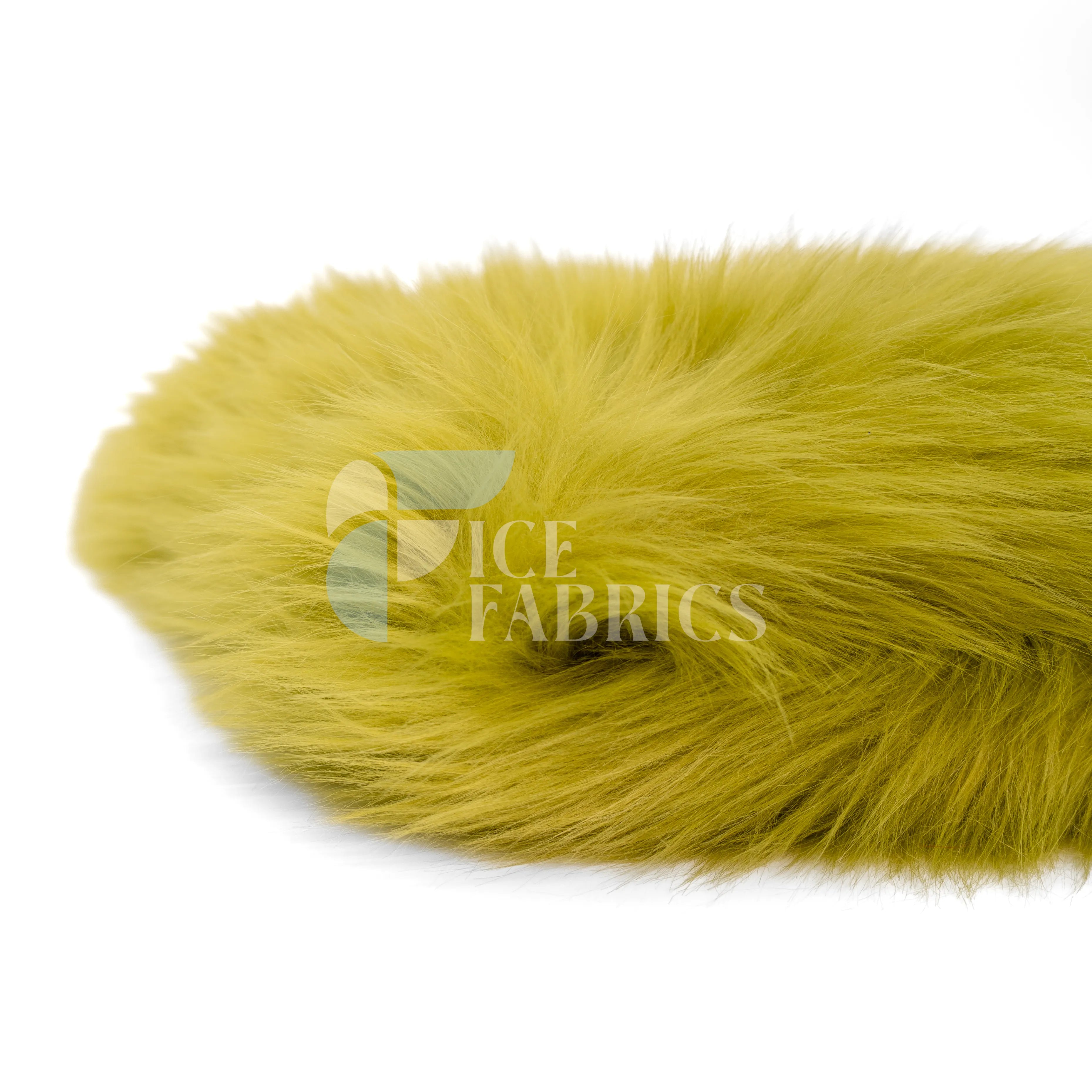 Light Olive Shaggy Mohair Faux Fur Fabric By The Roll | LuxeShag Fur