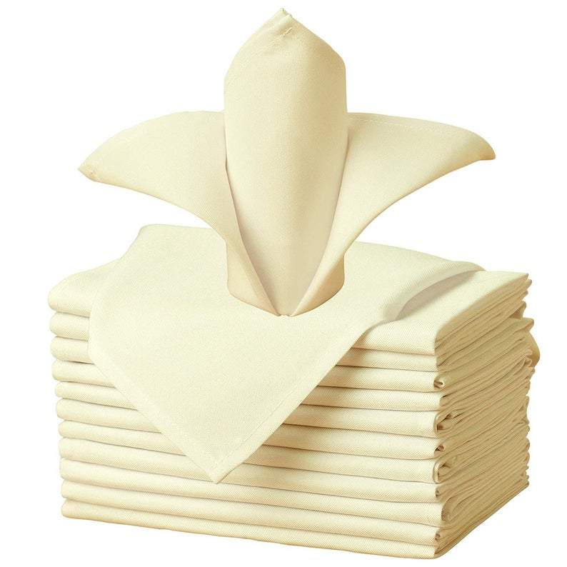20"x20" Solid Polyester Washable Cloth Napkins For Wedding Party Restaurant Dinner - Set of 12 PiecesICEFABRICICE FABRICSLight Yellow20"x20" Solid Polyester Washable Cloth Napkins For Wedding Party Restaurant Dinner - Set of 12 Pieces ICEFABRIC |Light Yellow