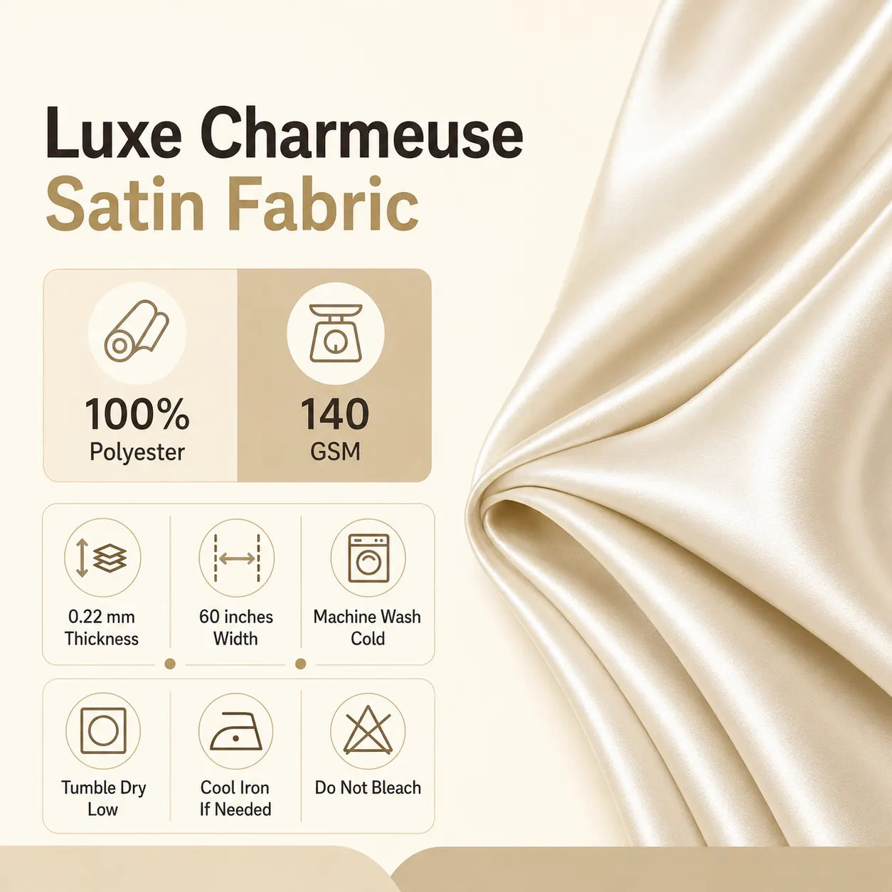 Luxe Charmeuse Satin Fabric