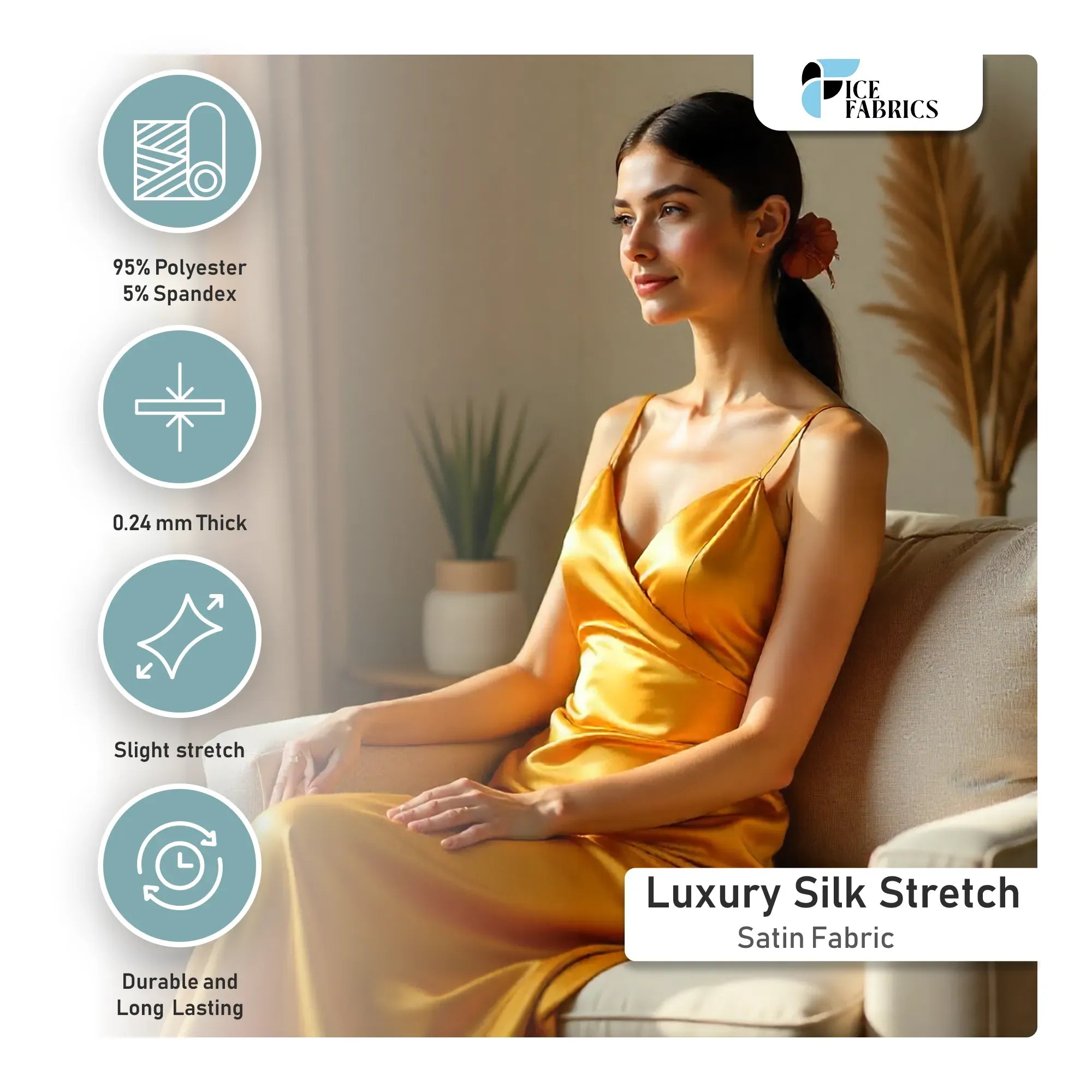 Luxury Silk Stretch Satin Fabric Details