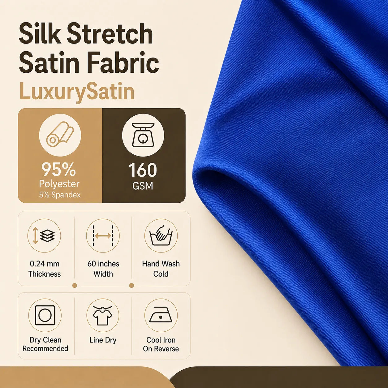 Luxury Silk Stretch Satin Fabric Details
