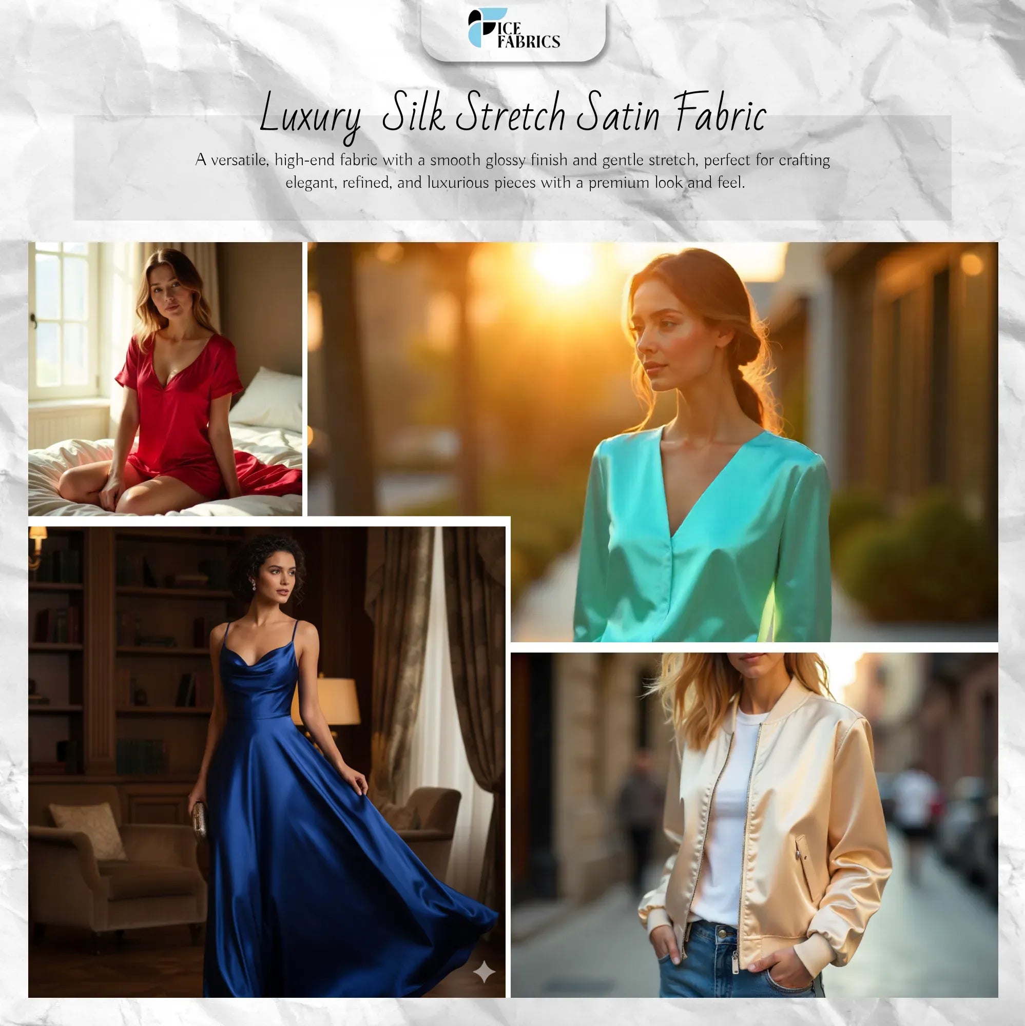 Luxury Silk Stretch Satin Fabric Usecase