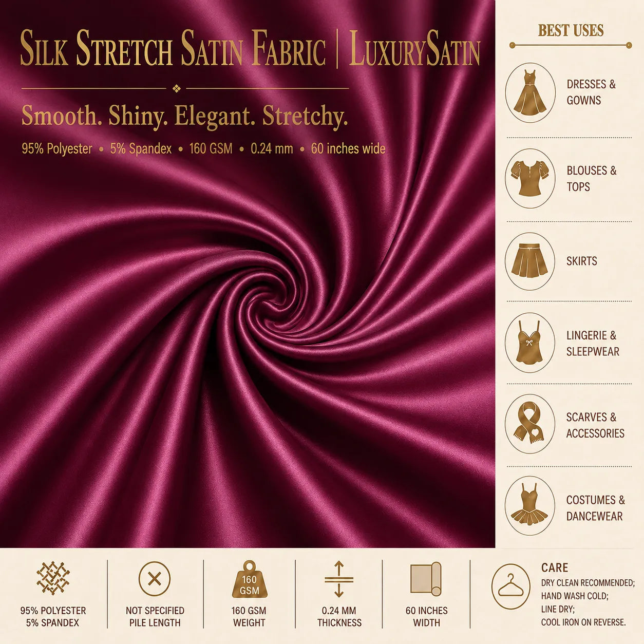 Luxury Silk Stretch Satin Fabric Usecase