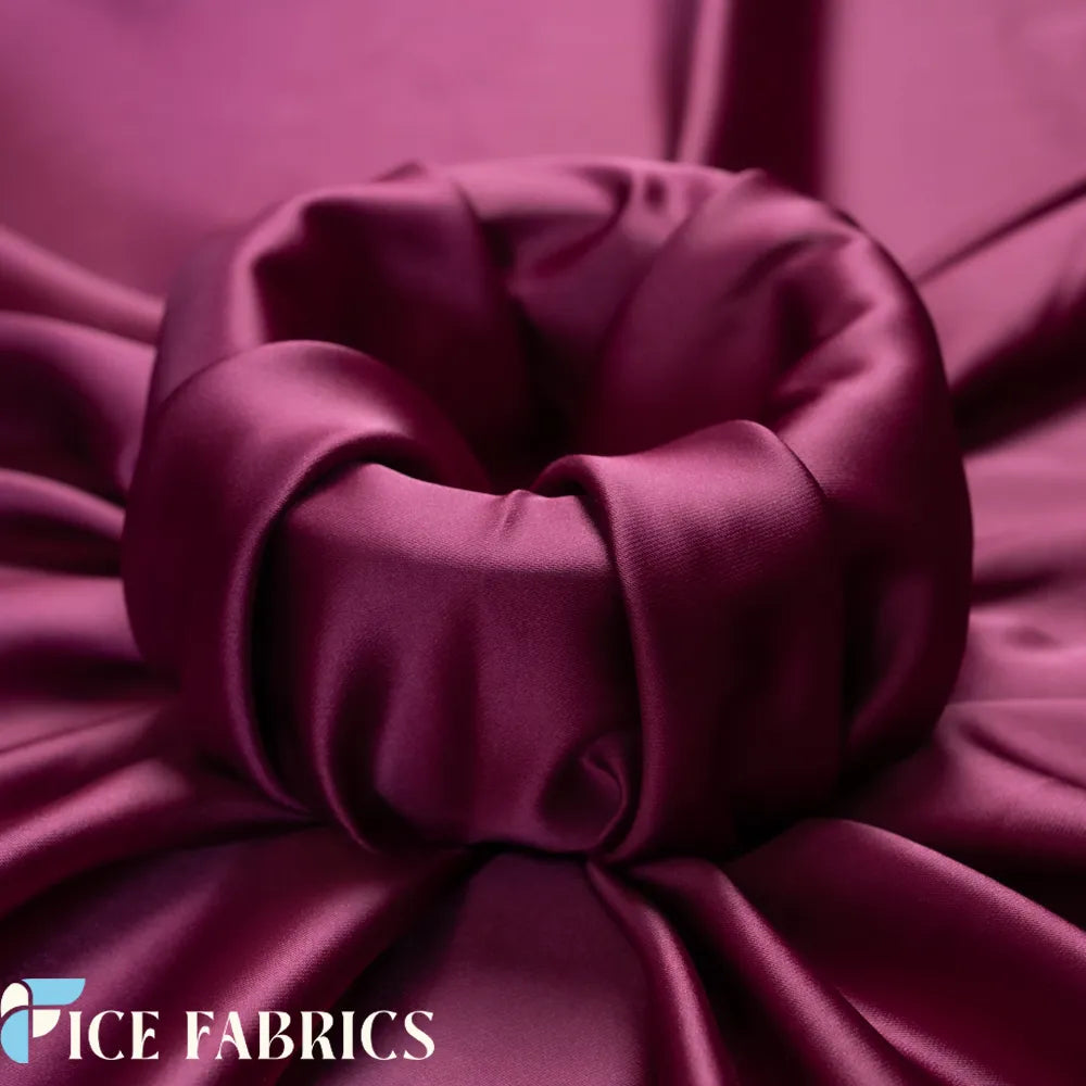 Magenta Luxury Silk Stretch Satin Fabric by the yard