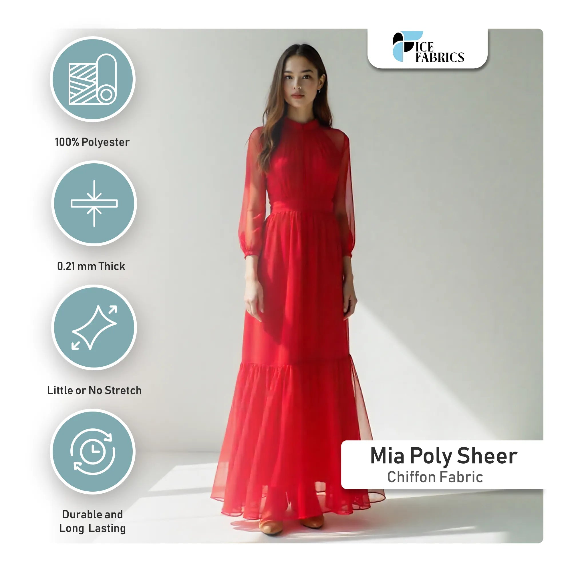 Mia Poly Sheer Chiffon Fabric