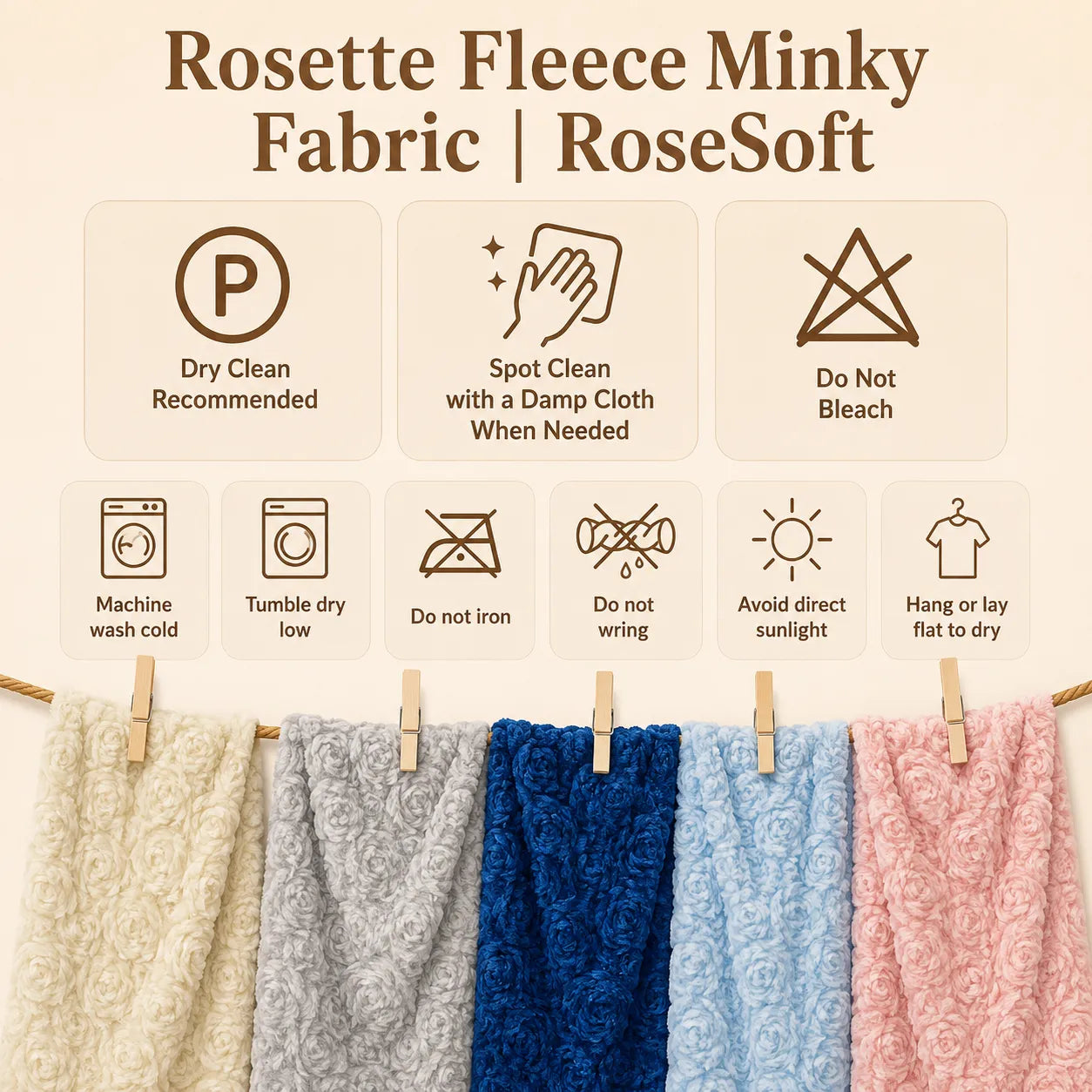 Rosette Fleece Minky Fabric By The Yard | RoseSoft