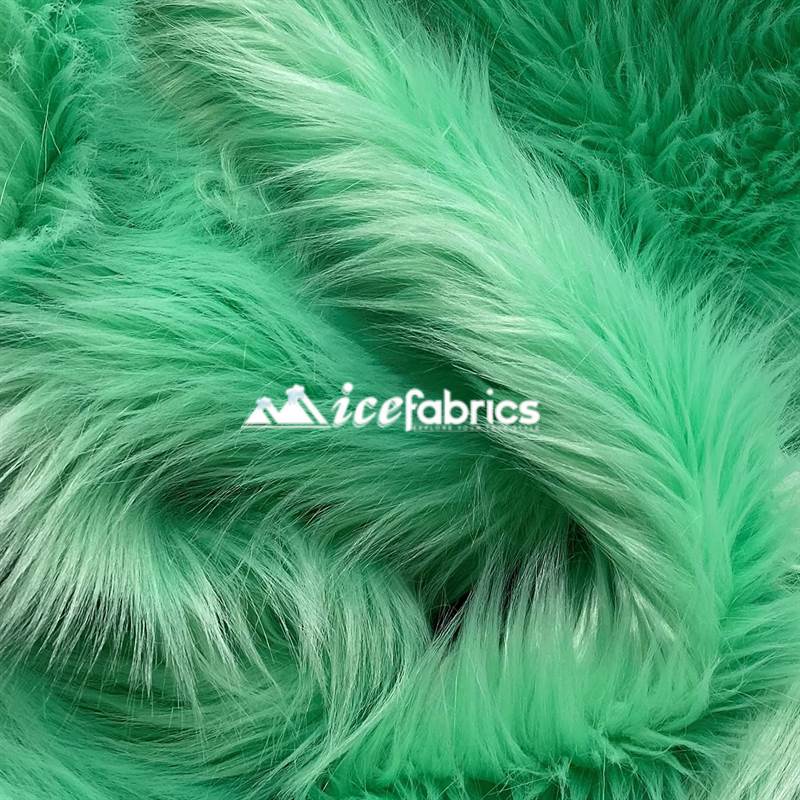 Mint Long Pile Faux Fur Upholstery Fabric