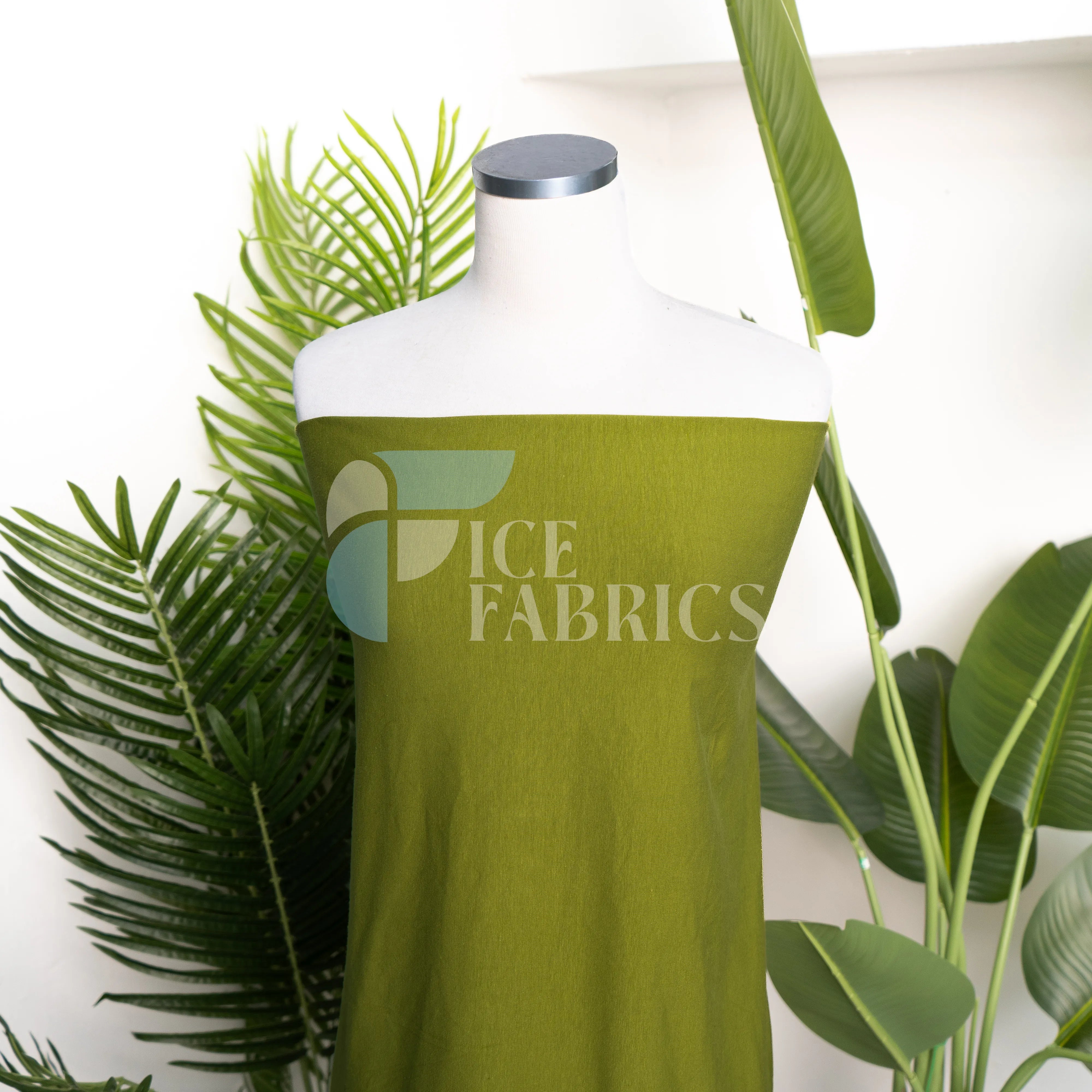 Moss Green Cotton Spandex Jersey Fabric | FlexCot