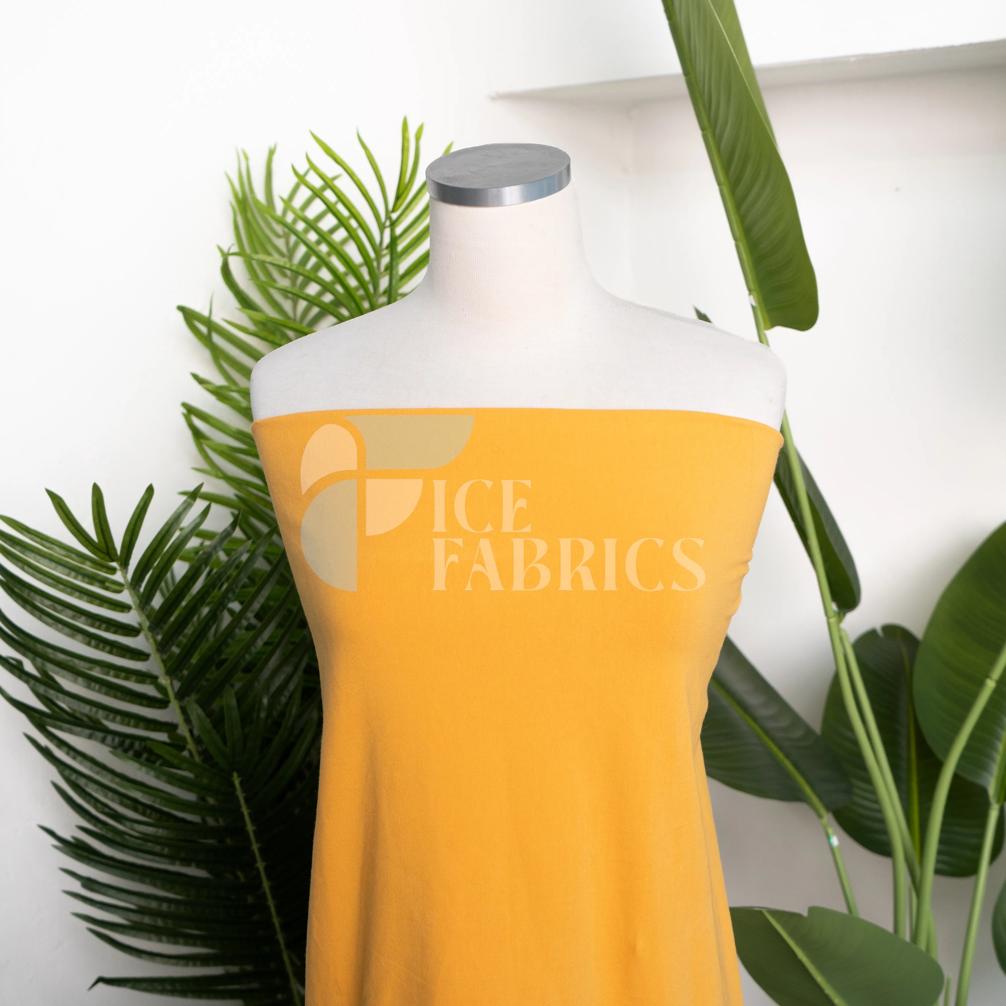 Mustard Cotton Spandex Jersey Fabric | FlexCot