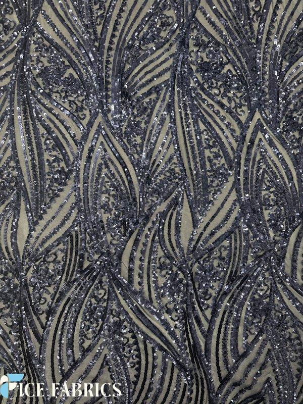 Navy Blue Stretch Sequin Fabric