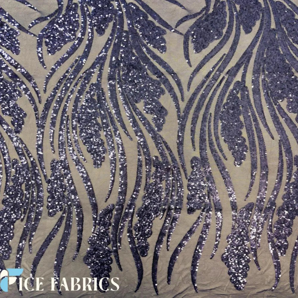 Navy Blue Stretch Sequin Fabric