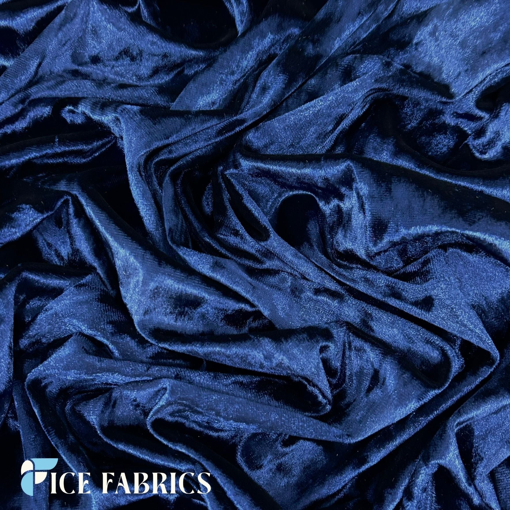 Navy Blue Stretch Crushed Velvet Upholstery Fabric