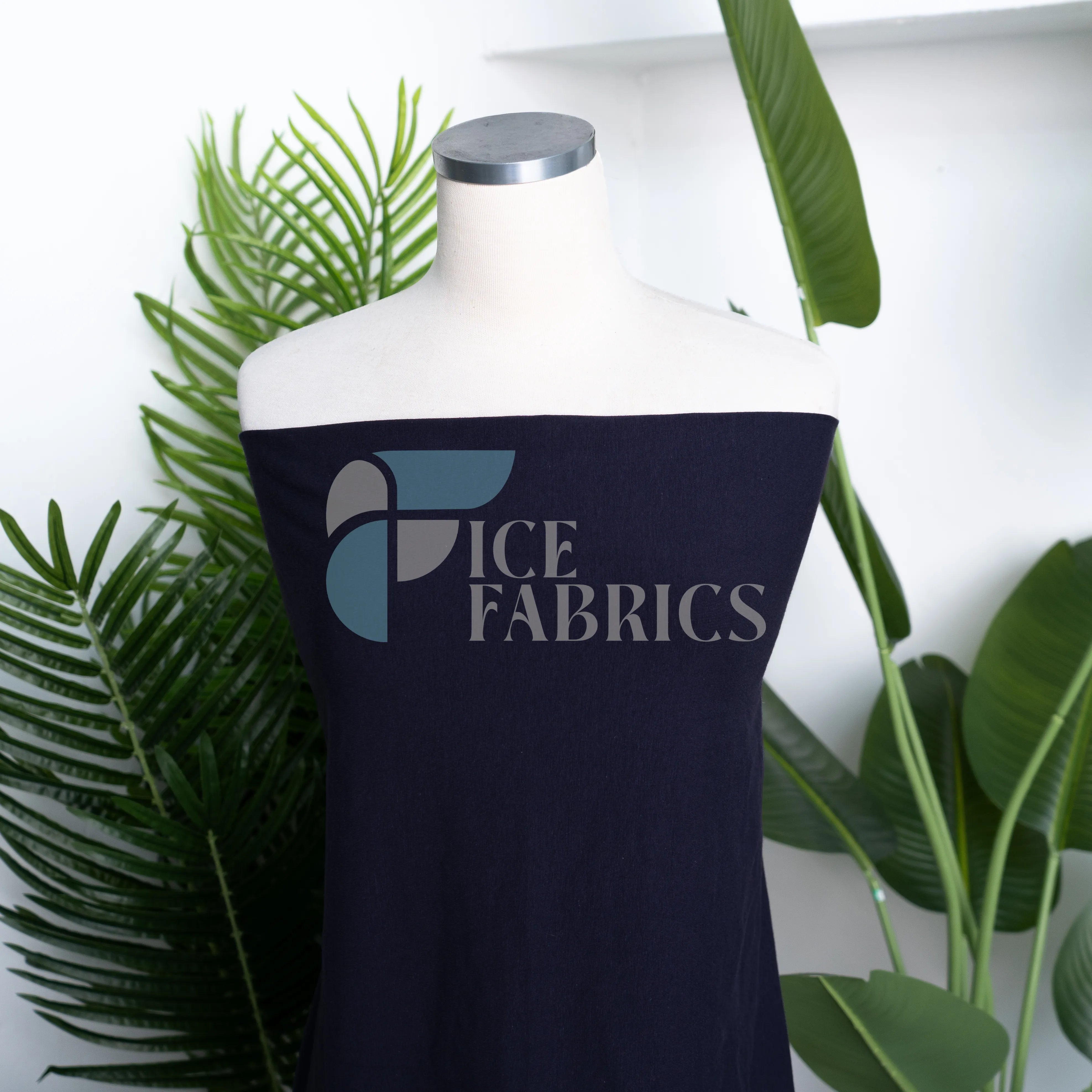 Navy Blue Cotton Spandex Jersey Fabric | FlexCot