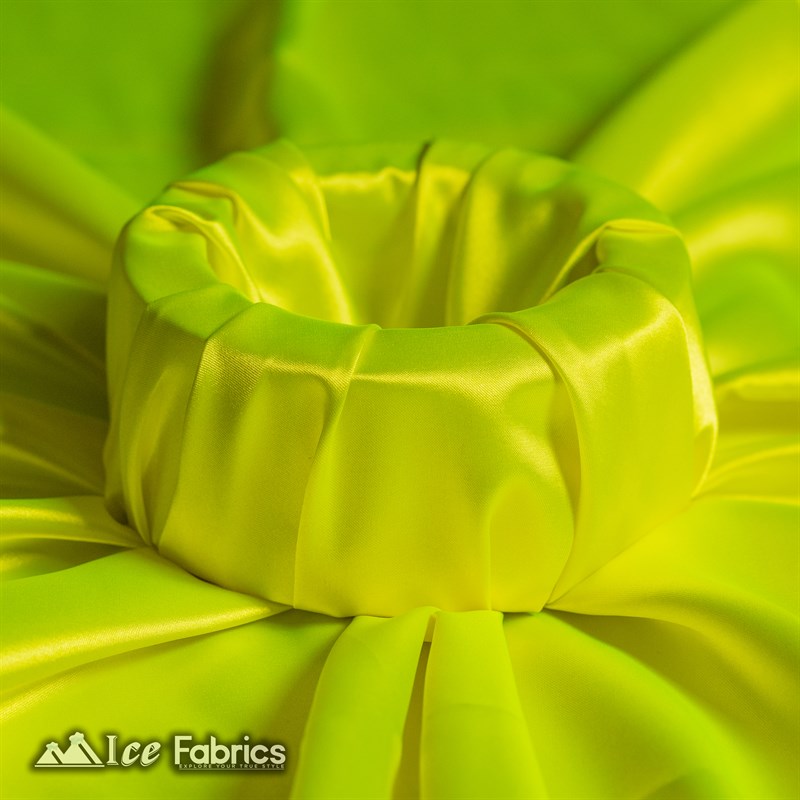 Silky Charmeuse Stretch Satin Fabric Fashion Fabric Neon Yellow