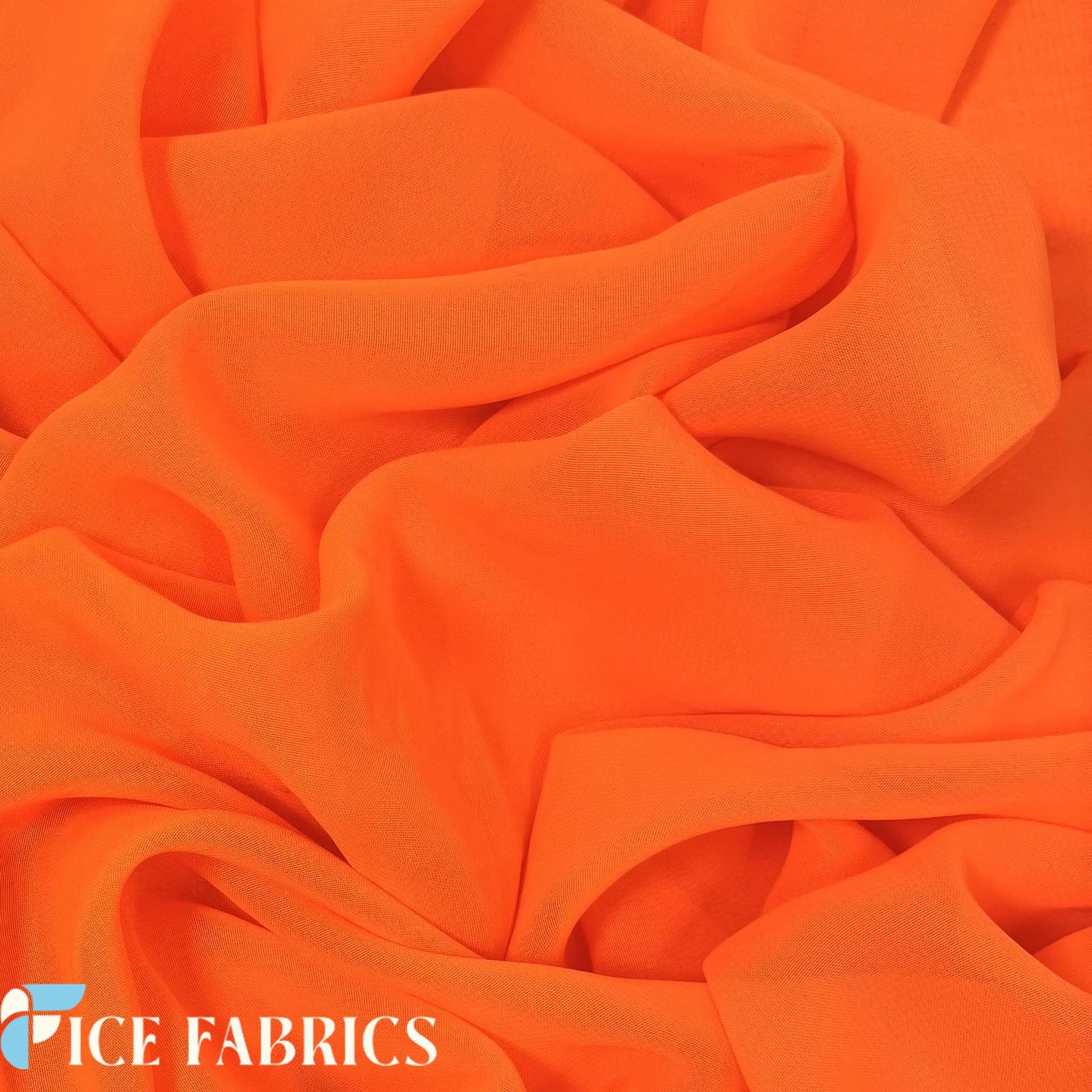 Neon Orange Poly Sheer Chiffon Fabric