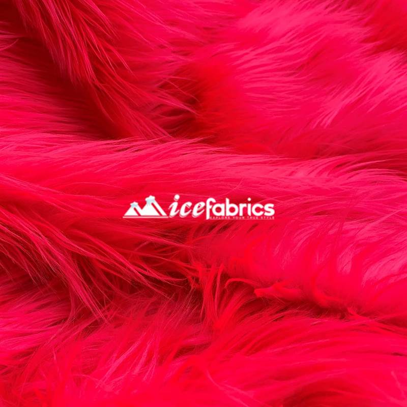 Neon Pink Long Pile Faux Fur Upholstery Fabric