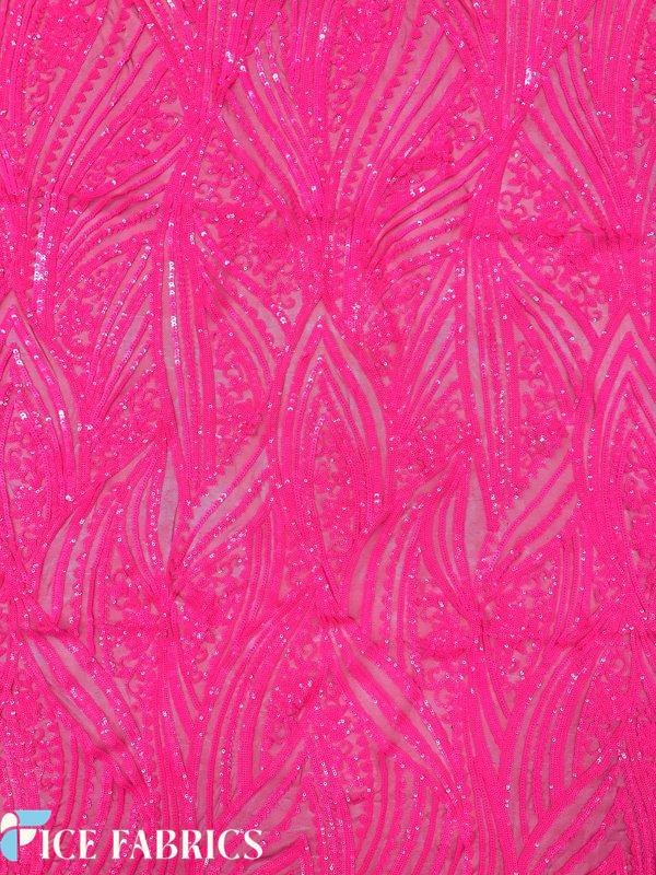 Neon Pink Stretch Sequin Fabric