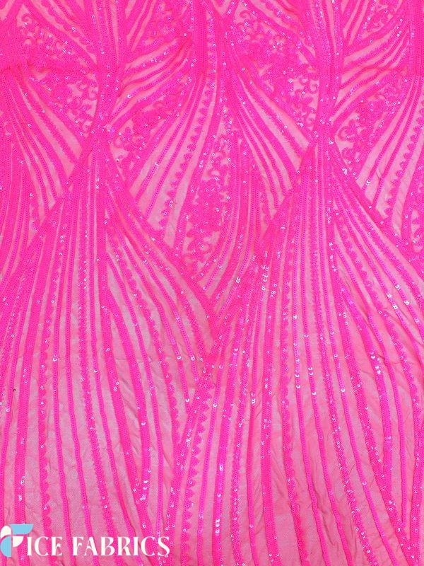 Neon Pink Stretch Sequin Fabric
