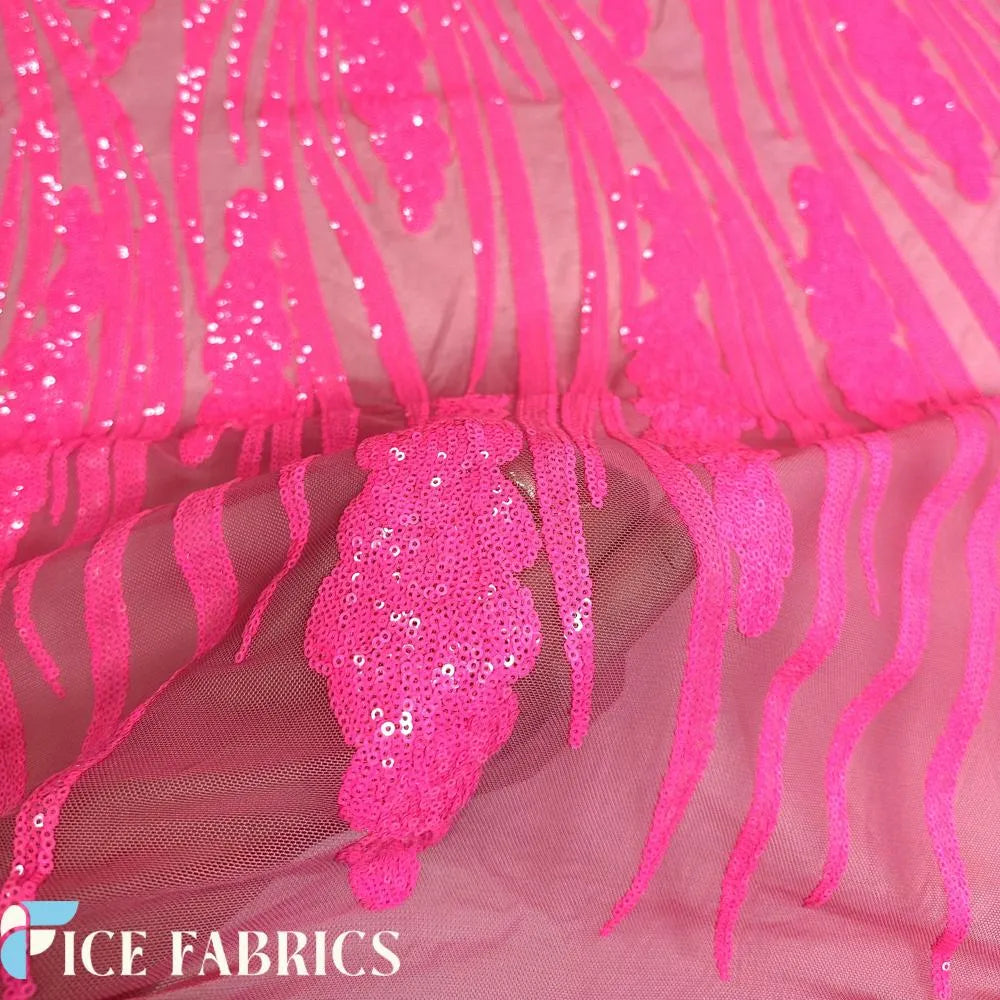 Neon Pink Stretch Sequin Fabric
