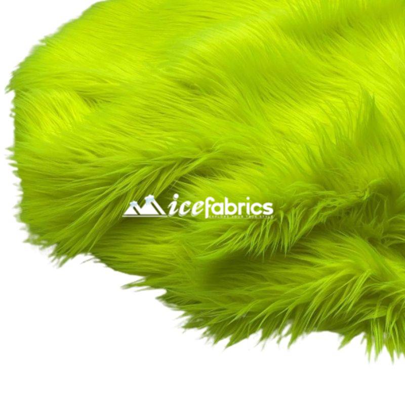 Neon Yellow Long Pile Faux Fur Upholstery Fabric