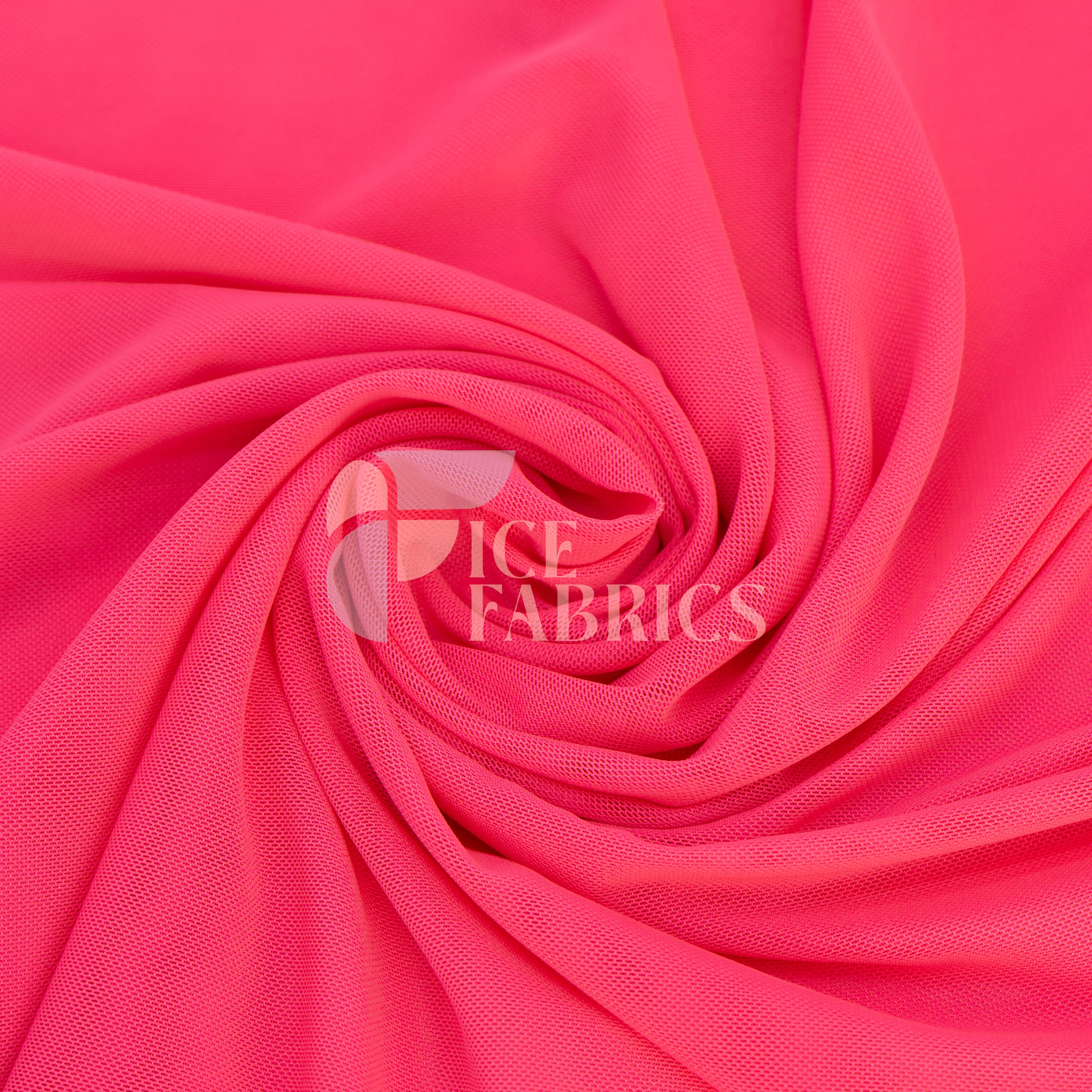 Neon Pink 4 Way Stretch Nylon Spandex Power Mesh Fabric