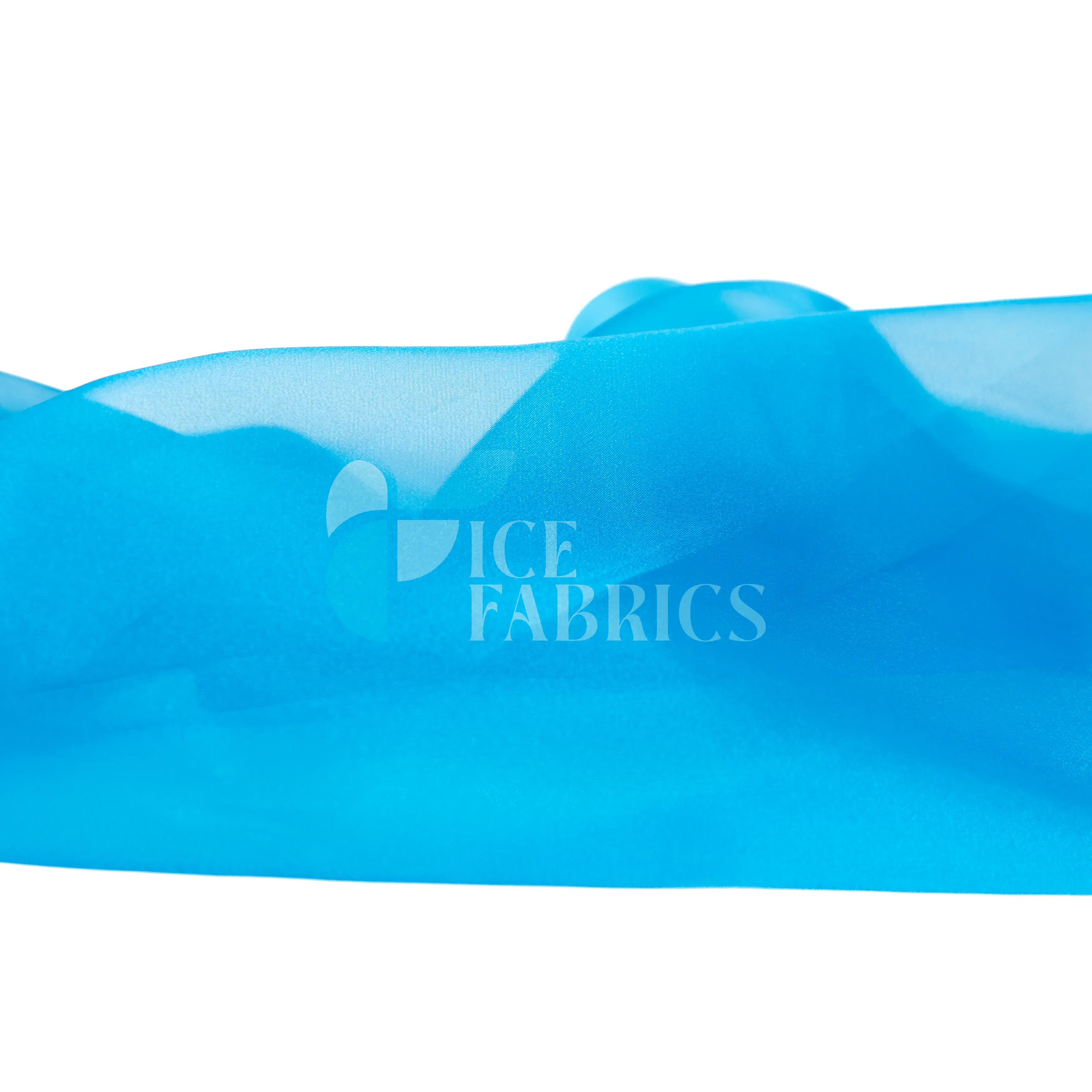 Ocean Blue Crystal Sheer Organza Fabric By The Yard