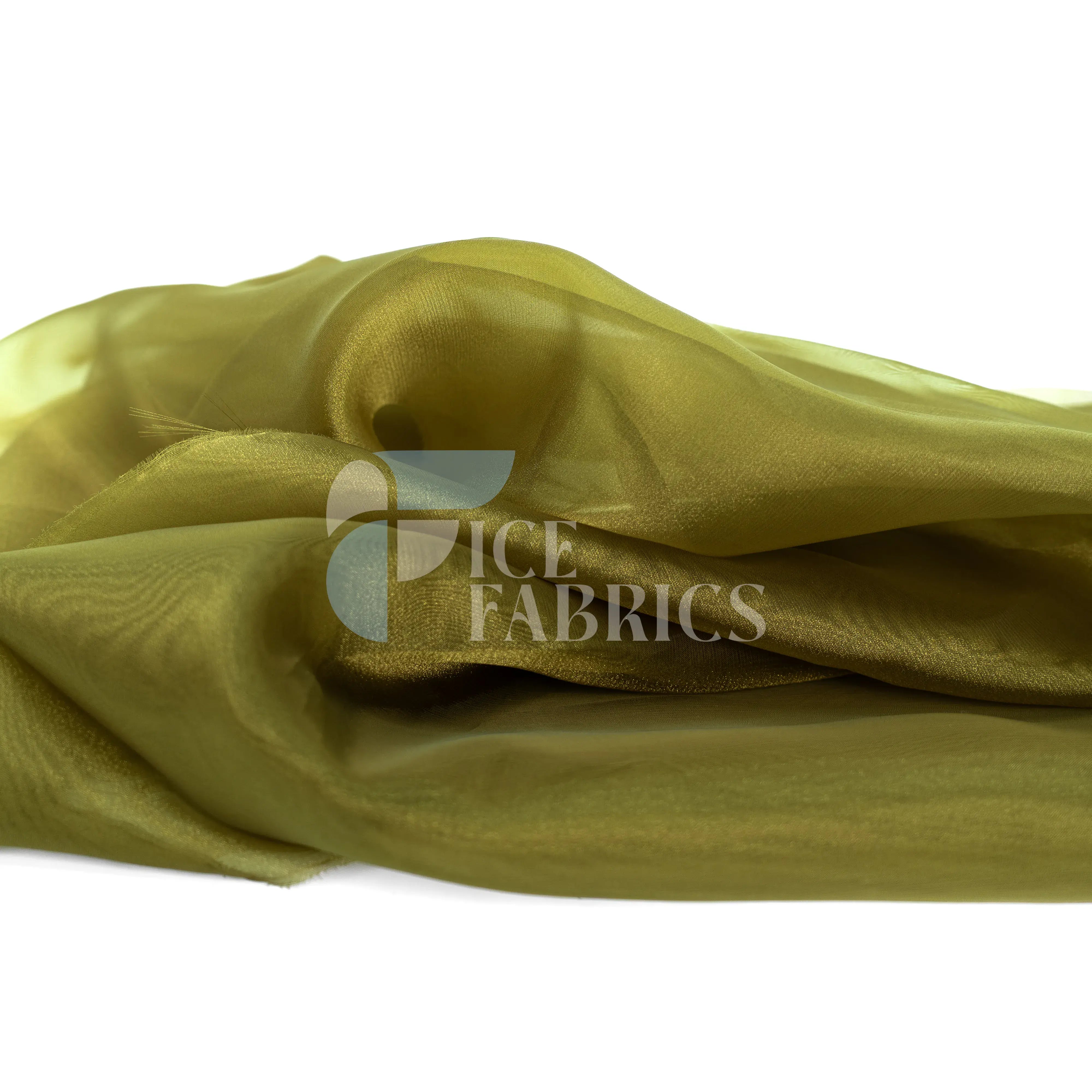 Olive Crystal Sheer Organza Fabric By The Yard