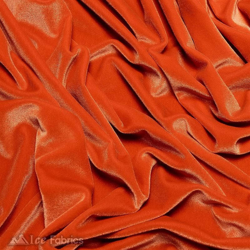 Ice Fabrics Stretch Velvet Fabric Soft and Smooth ICE FABRICS Orange