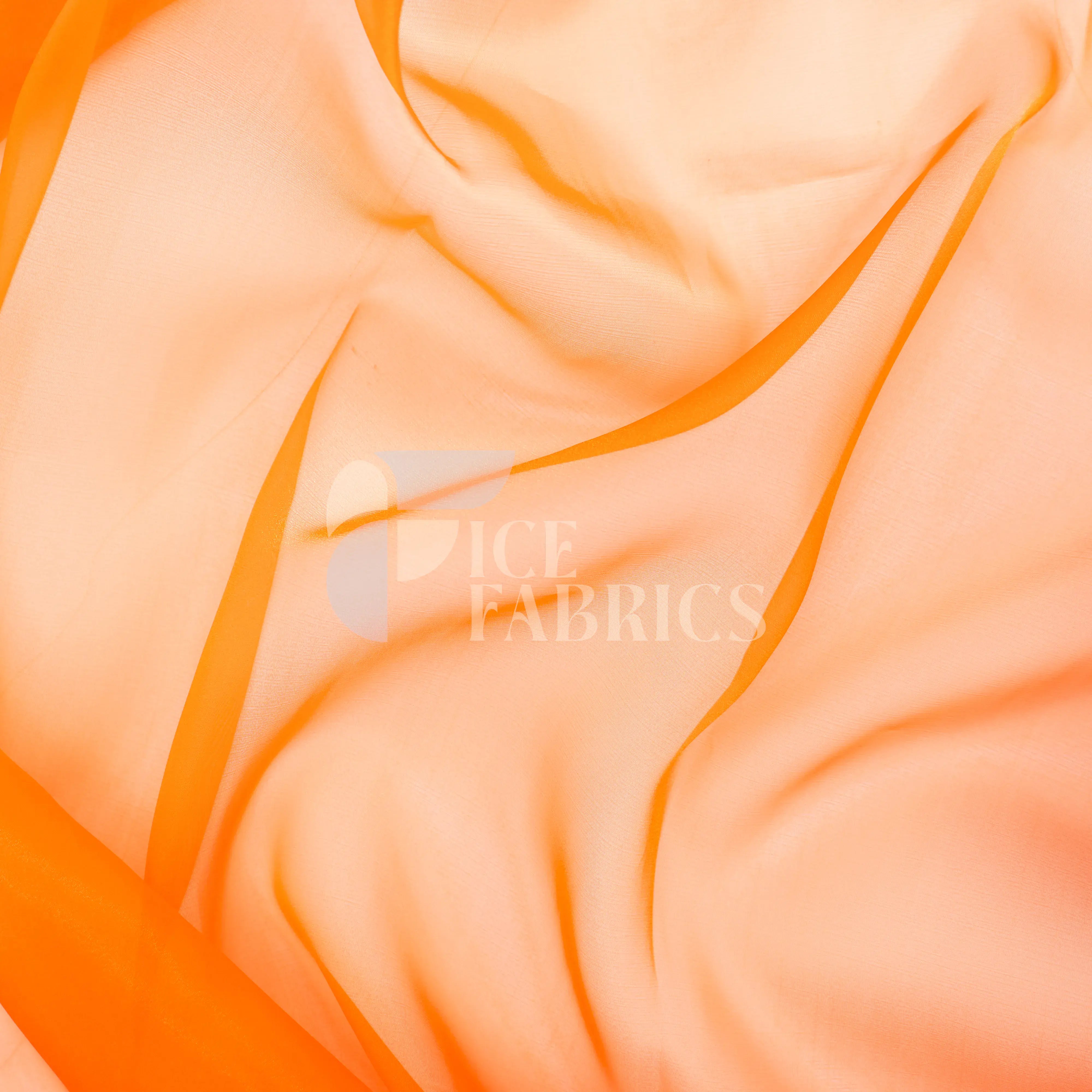 Orange Crystal Sheer Organza Fabric By The Yard