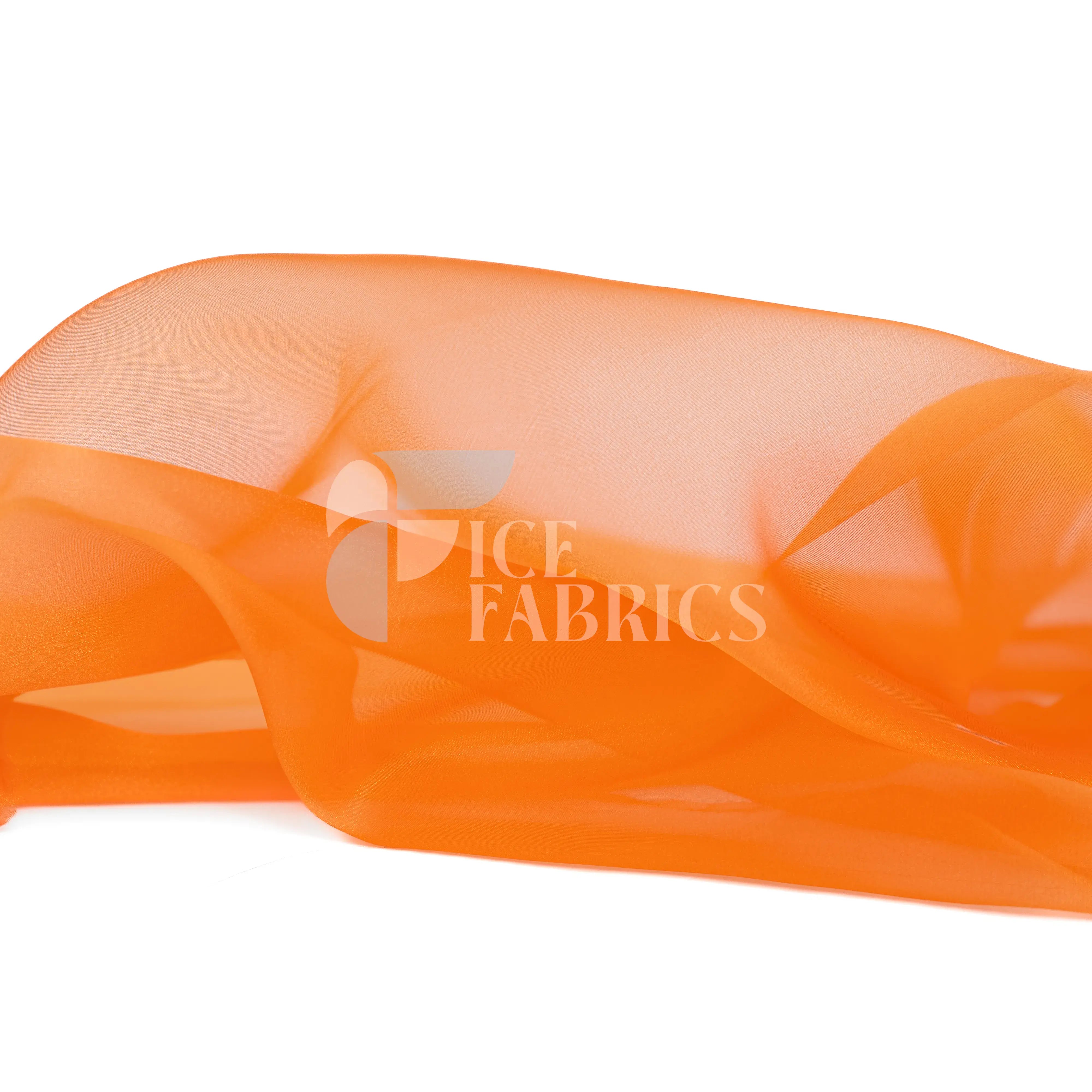 Orange Crystal Sheer Organza Fabric By The Yard