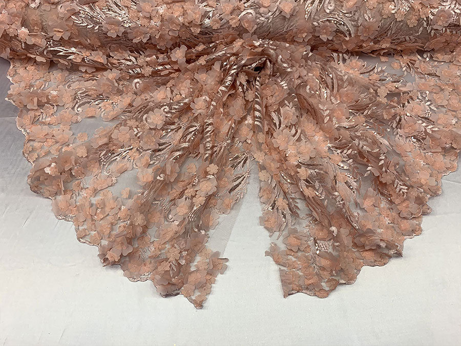 3D Sequins Flowers Peach Veil Bridal Gowns Mesh Lace Fabrics By The YardICEFABRICICE FABRICS3D Sequins Flowers Peach Veil Bridal Gowns Mesh Lace Fabrics By The Yard ICEFABRIC