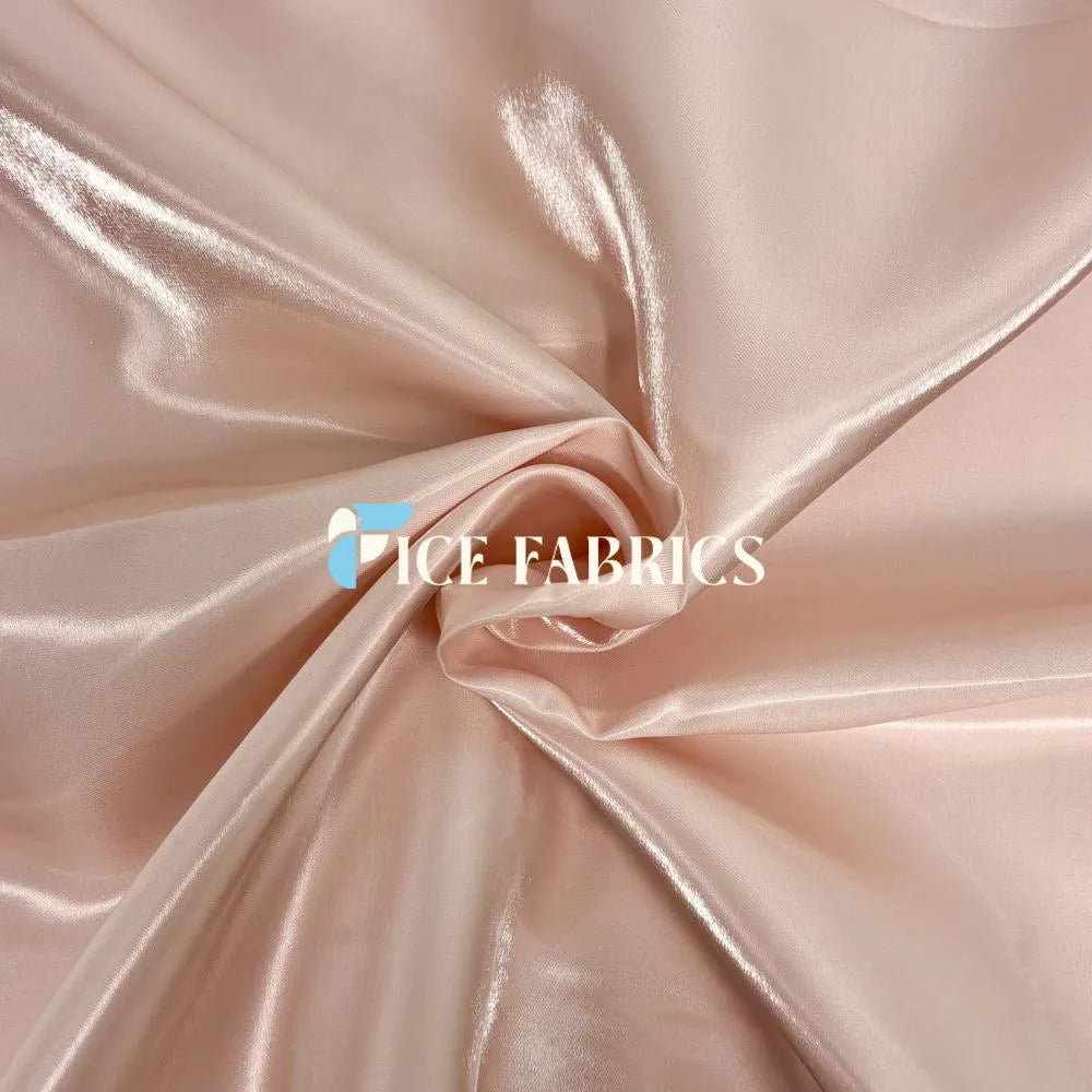 Peach Reflective Liquid Crystal Silky Satin Fabric