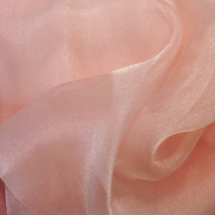 Peach Crystal Sheer Organza Fabric By The Yard
