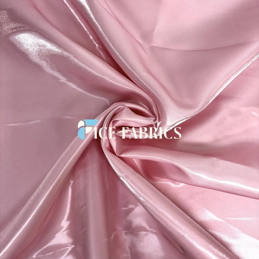 Pink Reflective Liquid Crystal Silky Satin Fabric