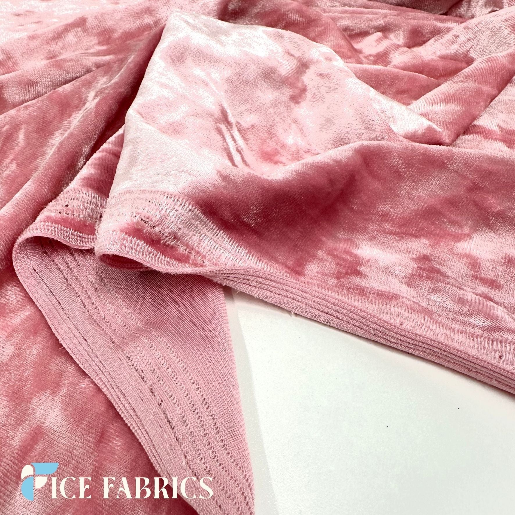 Pink Stretch Crushed Velvet Upholstery Fabric