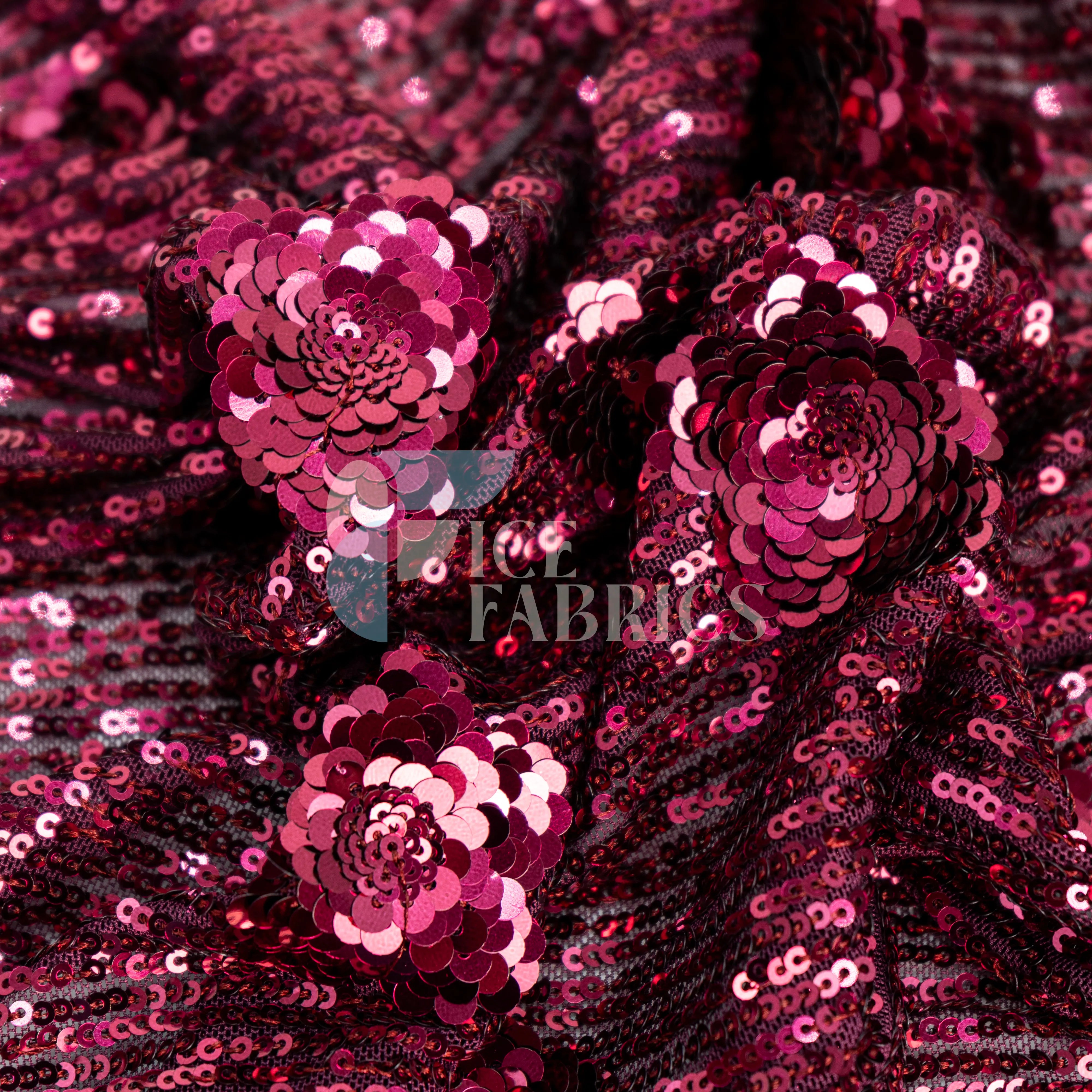 Celeste 3D Floral Stretch Sequin Fabric