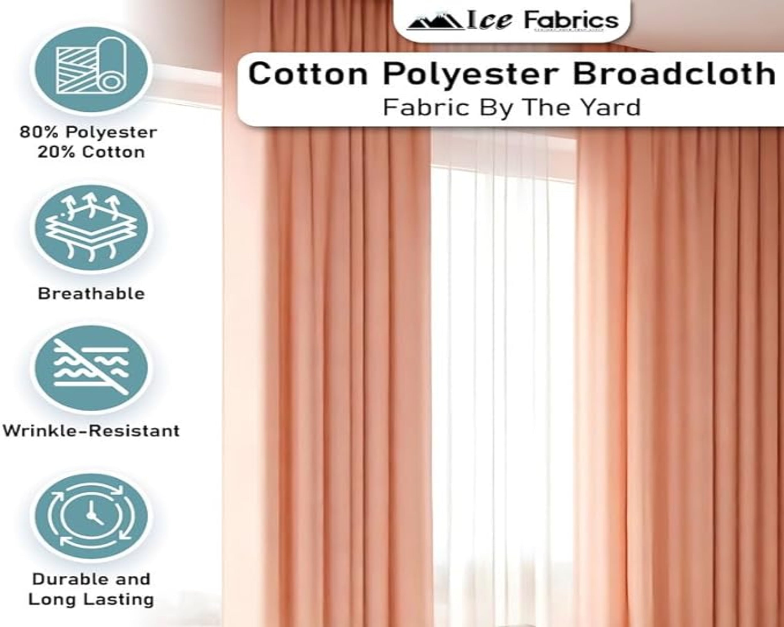 White Broadcloth Polyester Cotton Fabric | Poly Cotton Fabric