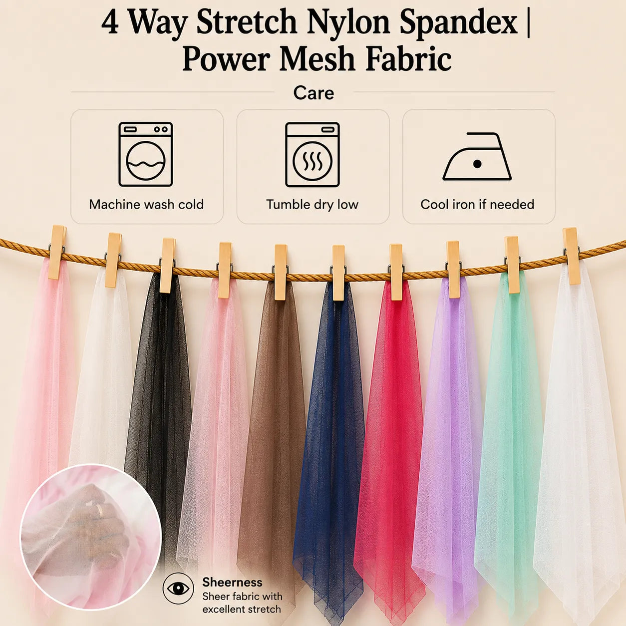 4 Way Stretch Nylon Spandex Power Mesh Fabric