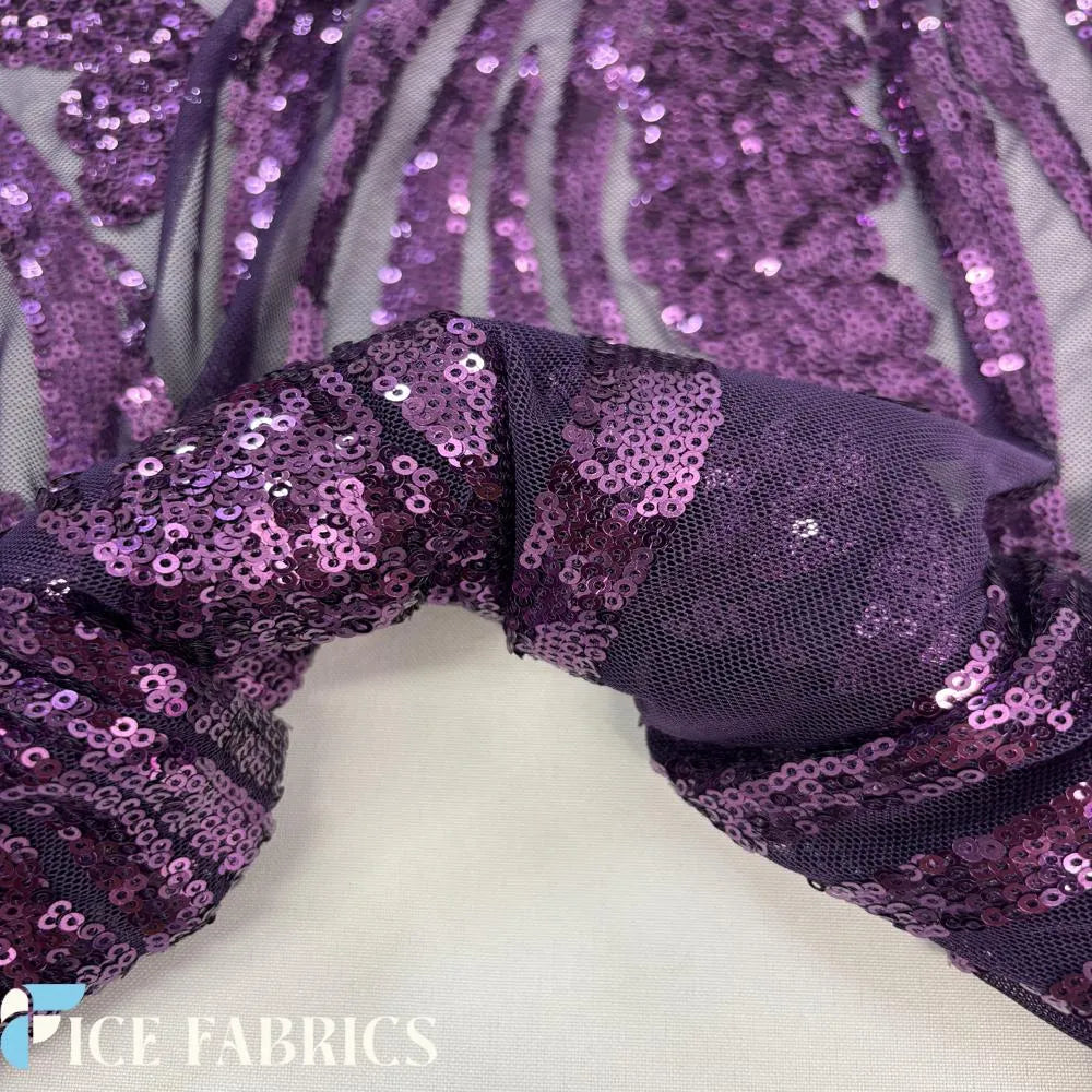 Purple Stretch Sequin Fabric