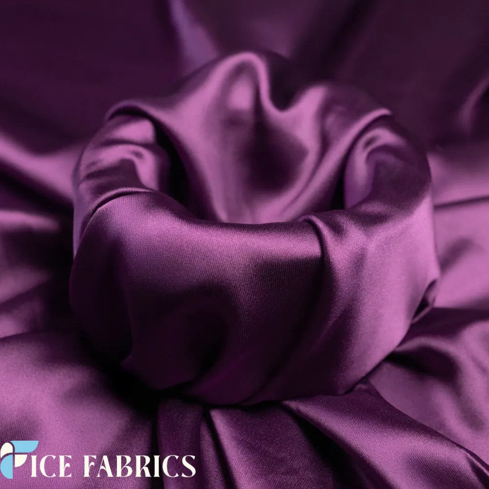 Purple Luxury Silk Stretch Satin Fabric by the yard