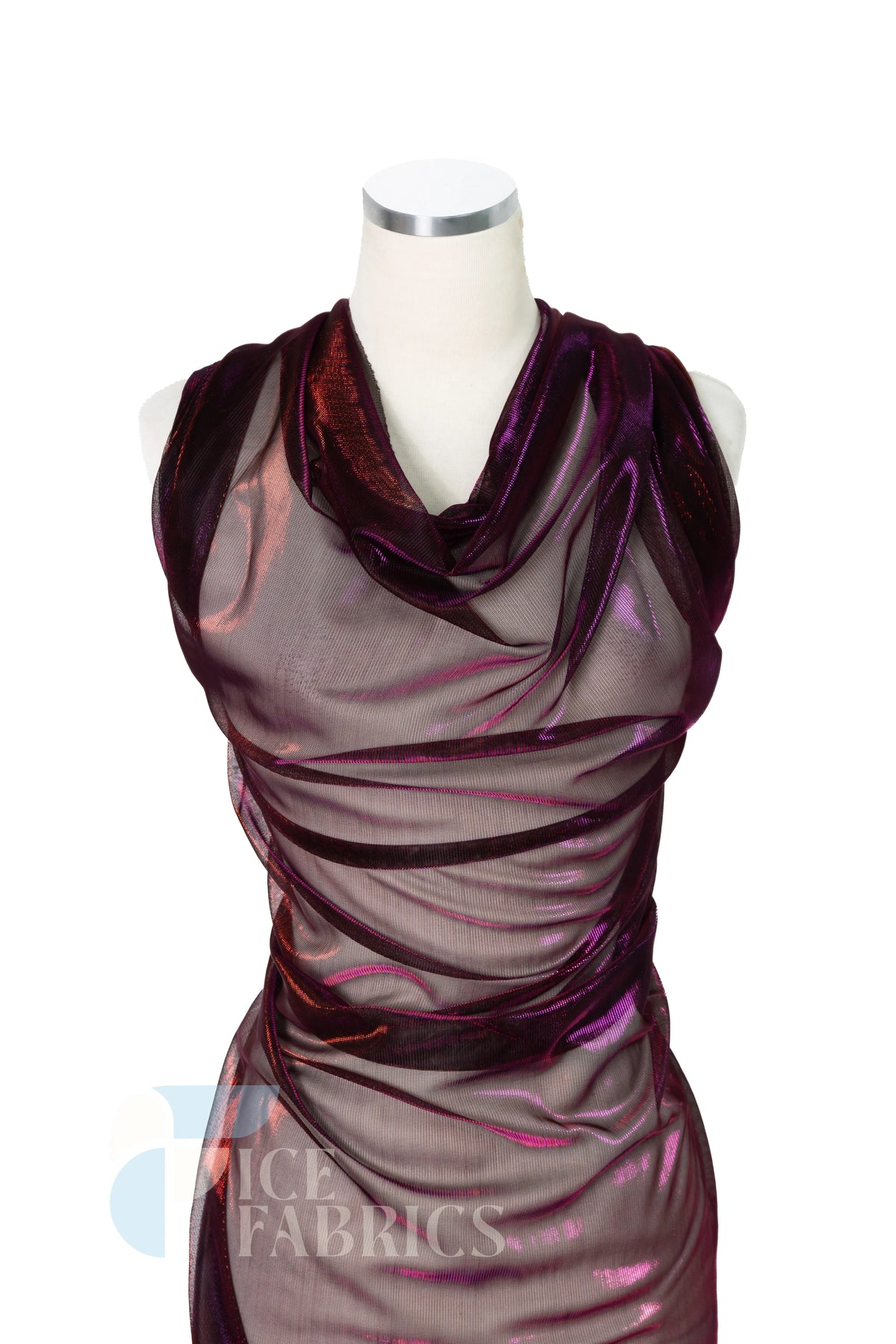 Shimmery Reflective Metallic Mesh Fabric