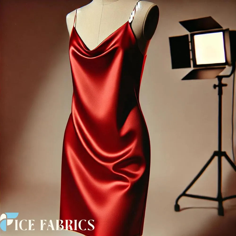 Red Luxury Silk Stretch Satin Fabric Prom Dress