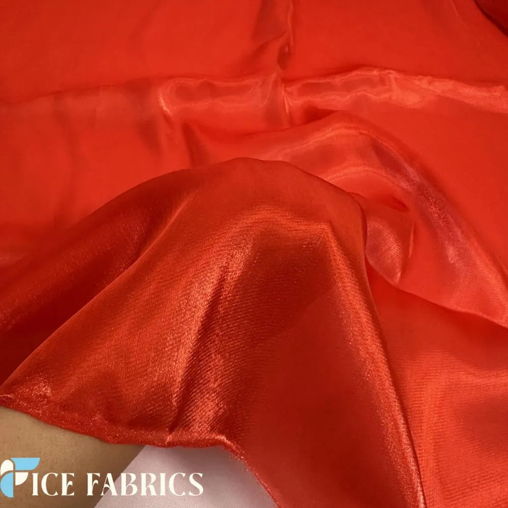 Red Crystal Reflective Liquid Chiffon Fabric By the Yard