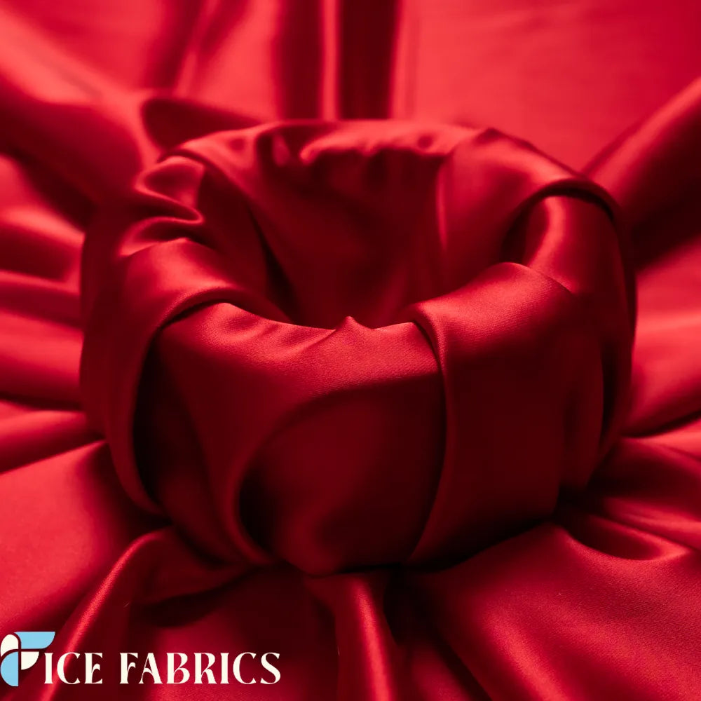 Red Luxury Silk Stretch Satin Fabric by the yard