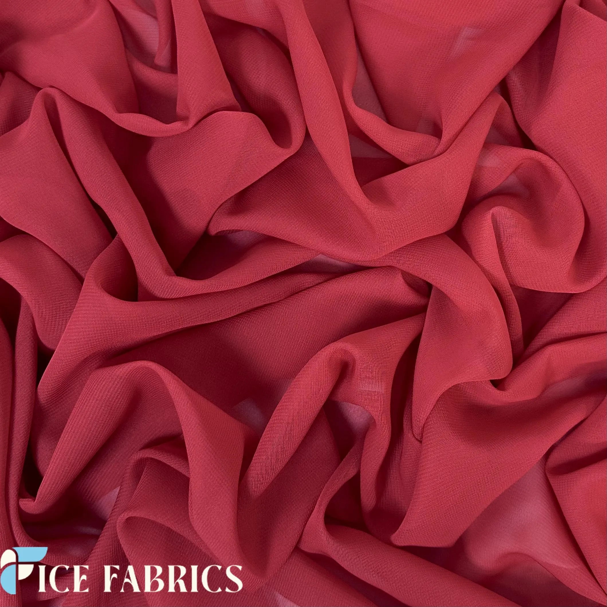 Red Mia Chiffon Fabric / 60’’ Wide Soft chiffon Sheer Fabric