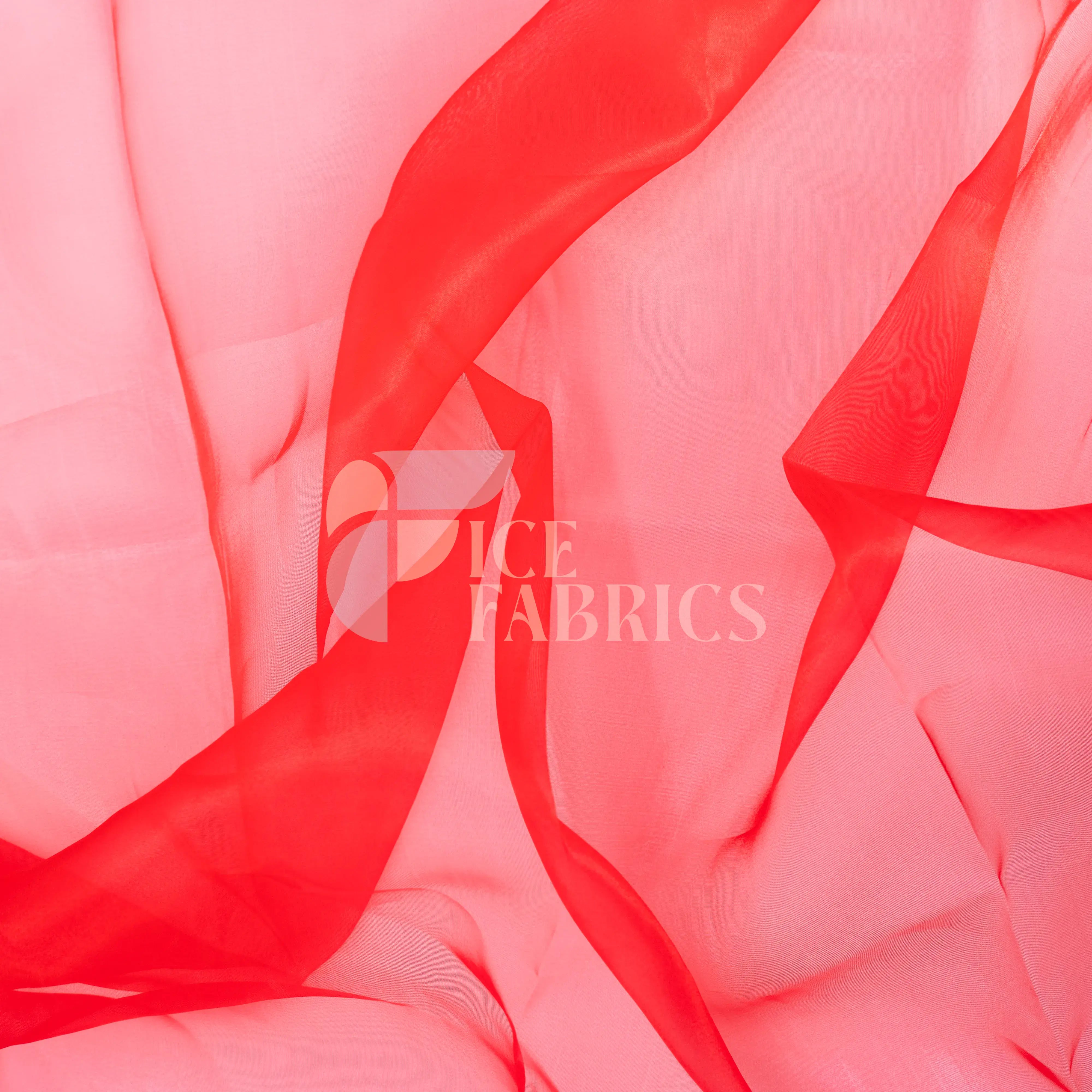 Red Crystal Sheer Organza Fabric By The Yard