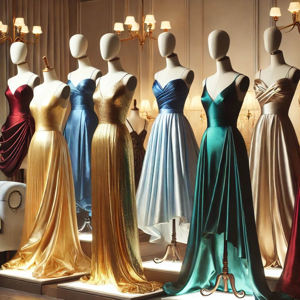 Reflective Liquid Crystal Silky Satin Fabric Dresses